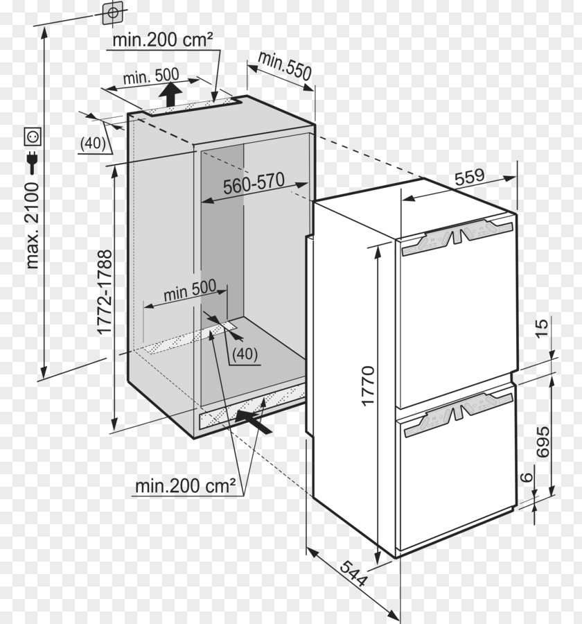 Refrigerator Liebherr ICUN 3324 Comfort Refrigator Right Group PNG