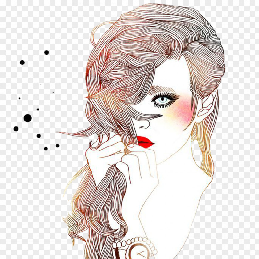 Smoked Makeup Lips Beauty Hair Coloring Planet Drawing Illustration PNG