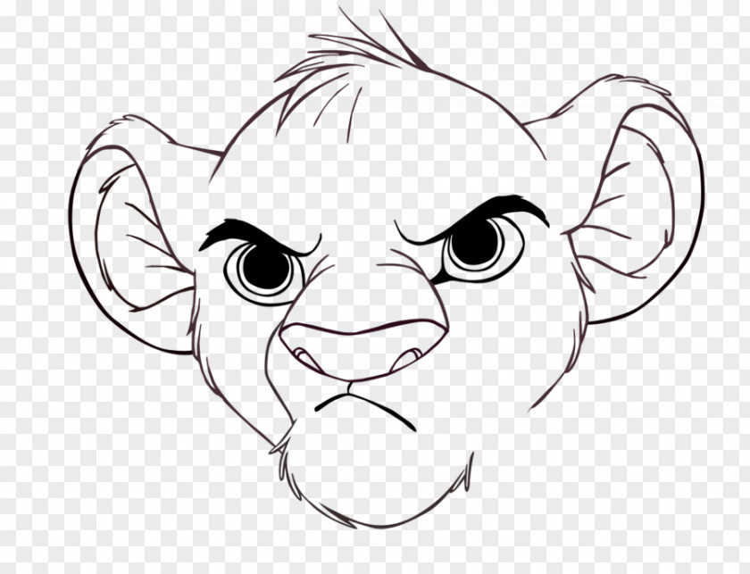 Lion Face Simba Scar Nala Mufasa Line Art PNG