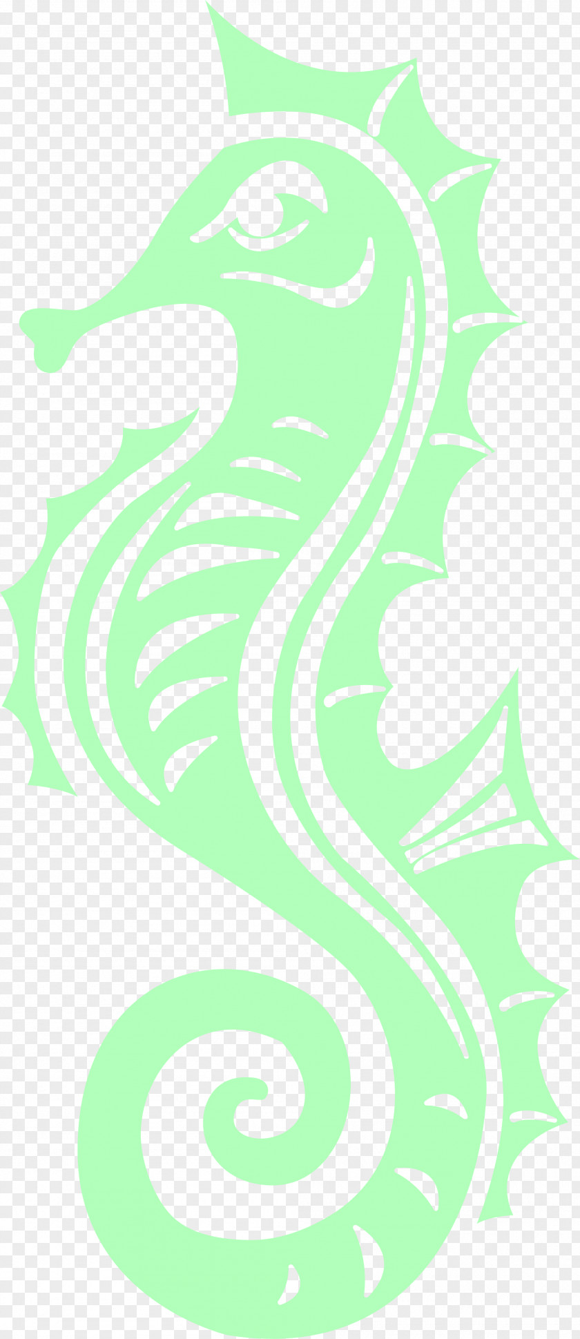 Beautiful Green Seahorse Graphic Design Illustration PNG