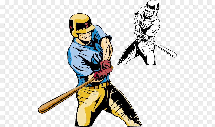 Comic Style Baseball Vector Material Batting Clip Art PNG