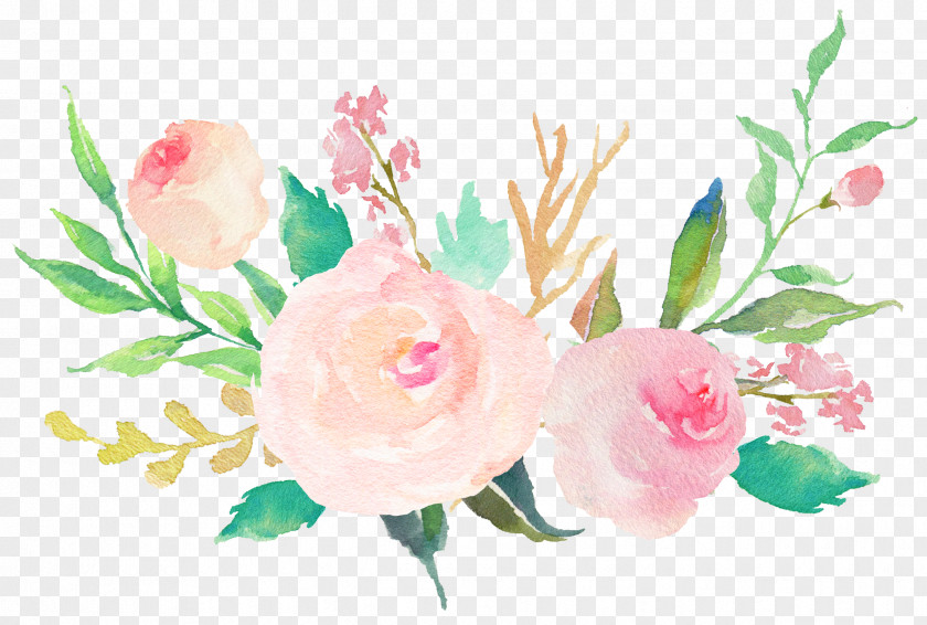 Fresh And Elegant Watercolor Flowers Wedding Invitation Painting Pastel Flower Bouquet PNG