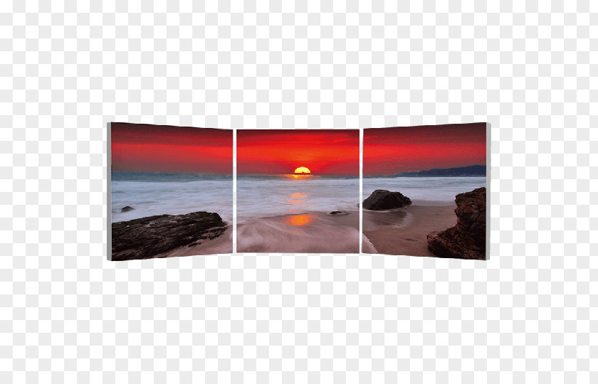 Red Sunset Art House Wall Living Room PNG