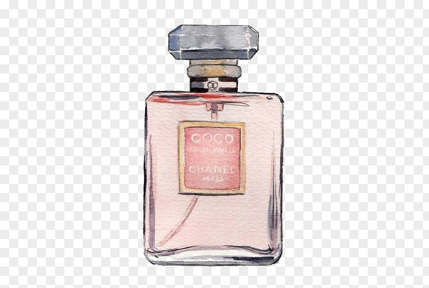 Perfume Chanel No. 5 Coco Mademoiselle Watercolor Painting PNG