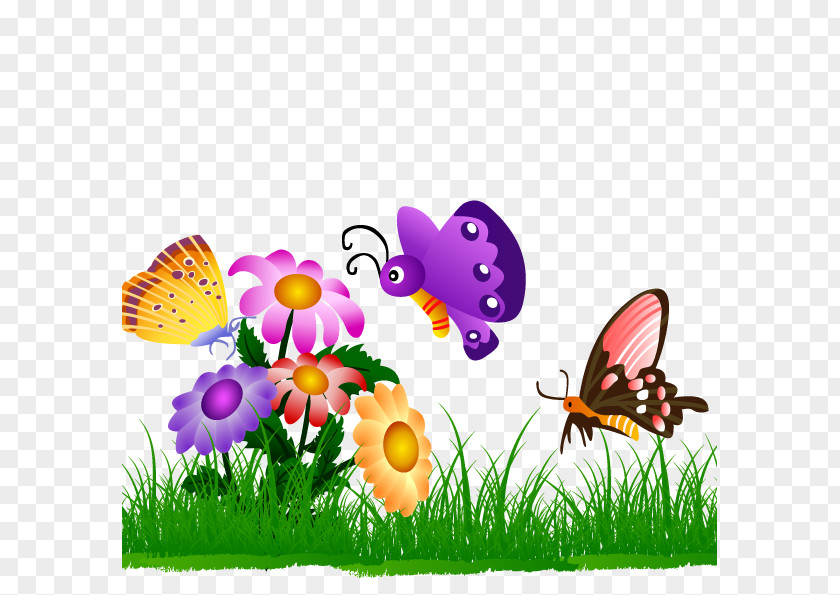 A Field Of Flowers And Dancing Butterflies Butterfly Gardening Clip Art PNG