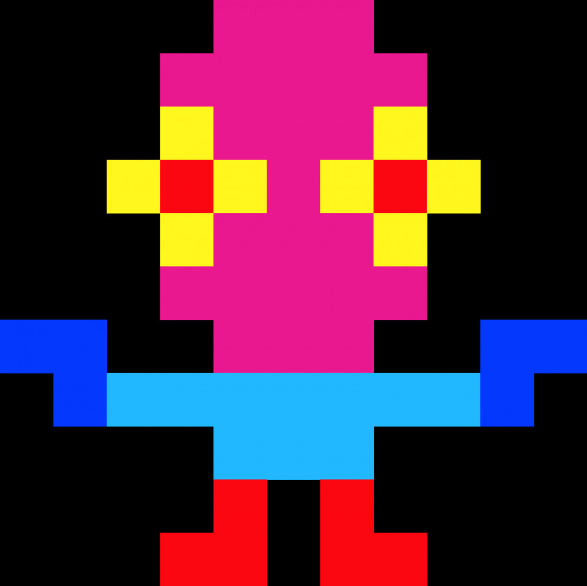 Space Invaders Pink Magenta Purple Yellow Square PNG