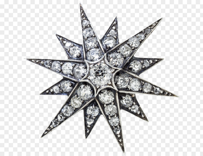 Diamond Star Brooch Jewellery Antique Cut PNG