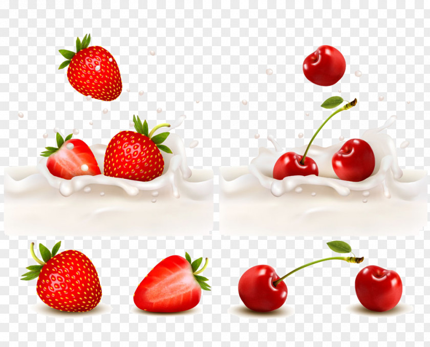 Strawberry Cherry Yogurt Image Chocolate Milk Fruit PNG