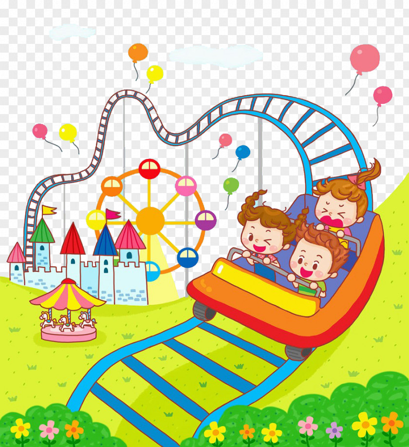 Children Play Roller Coaster Animation PNG