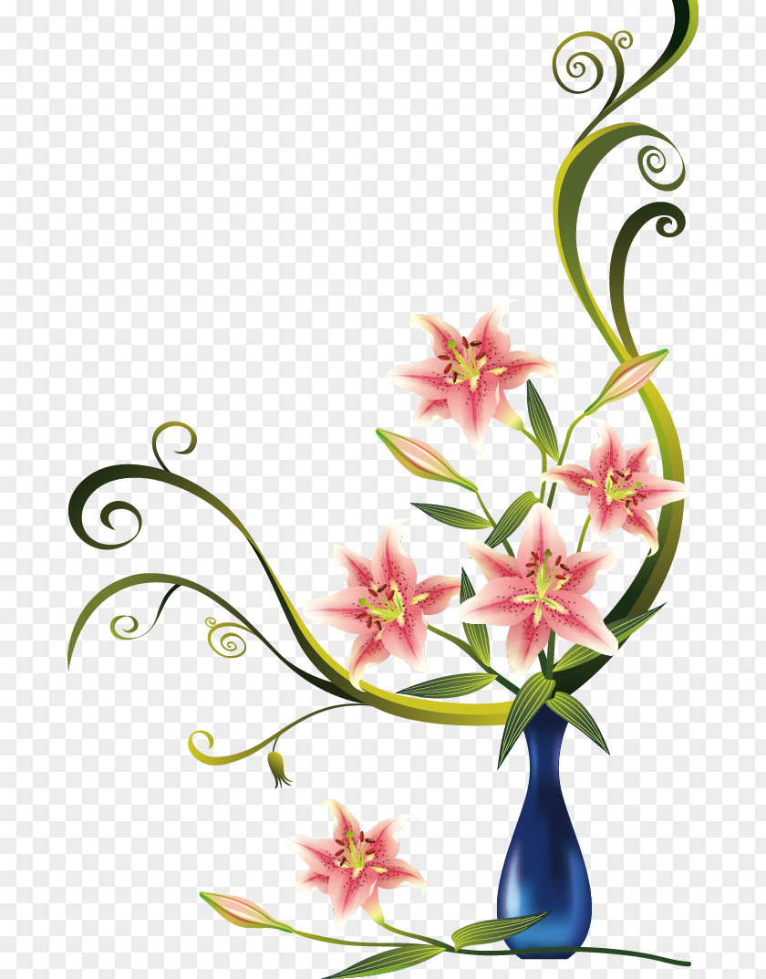 Cartoon Beautiful Fresh Lily Floral Design Clip Art PNG