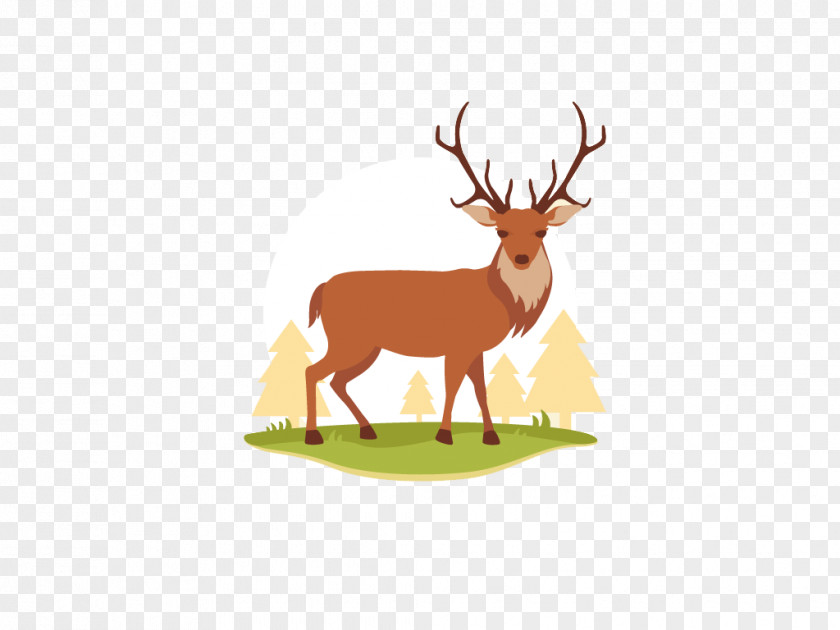 Flat Cartoon Reindeer Logo Icon PNG