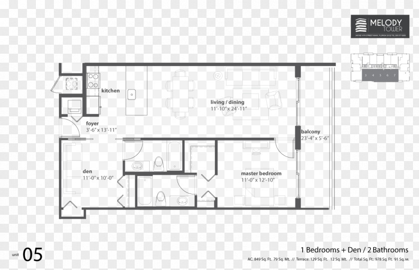 Real Estate Floor Plan Melody Tower Apartment Room PNG