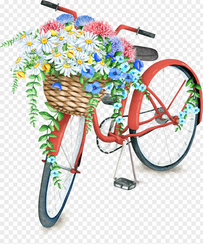 Bicycle Baskets Flower Stock Photography PNG