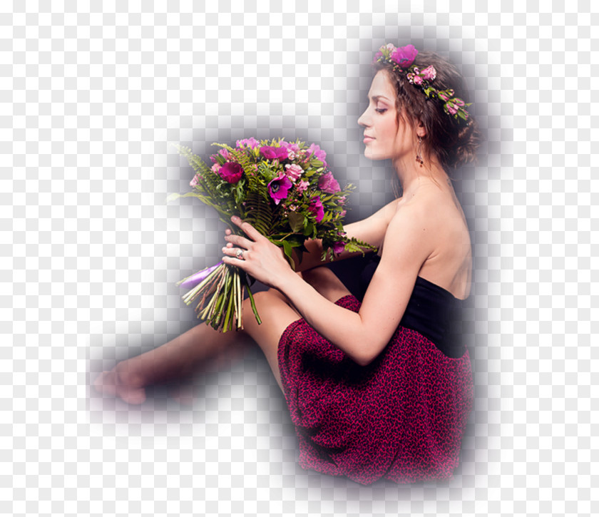Woman Floral Design Cut Flowers PNG