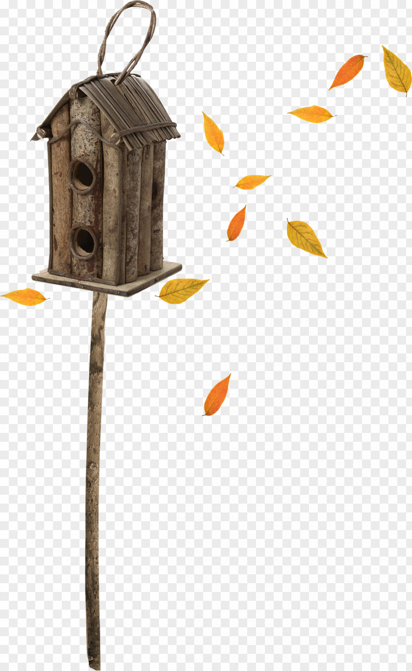 Bird's Nest Falling Leaves Pole PNG