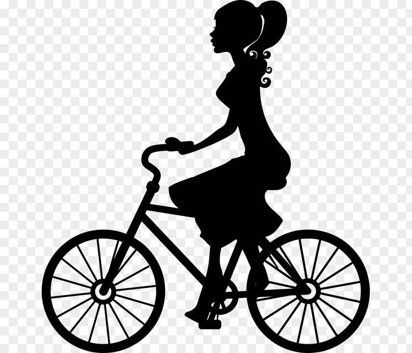 Powerful Woman Bicycle Cycling Silhouette Clip Art PNG