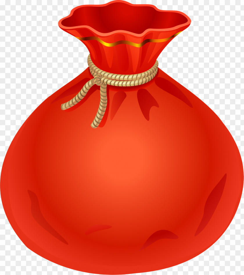 Red Purse Santa Claus Bag Christmas Gift Clip Art PNG