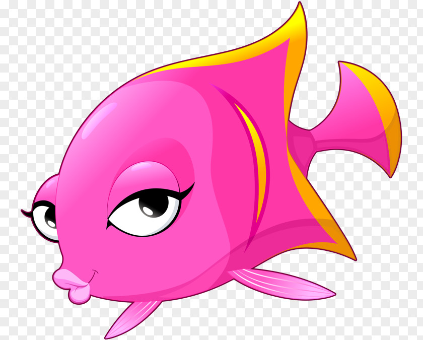 Magenta Fin Pink Fish Cartoon Clip Art PNG
