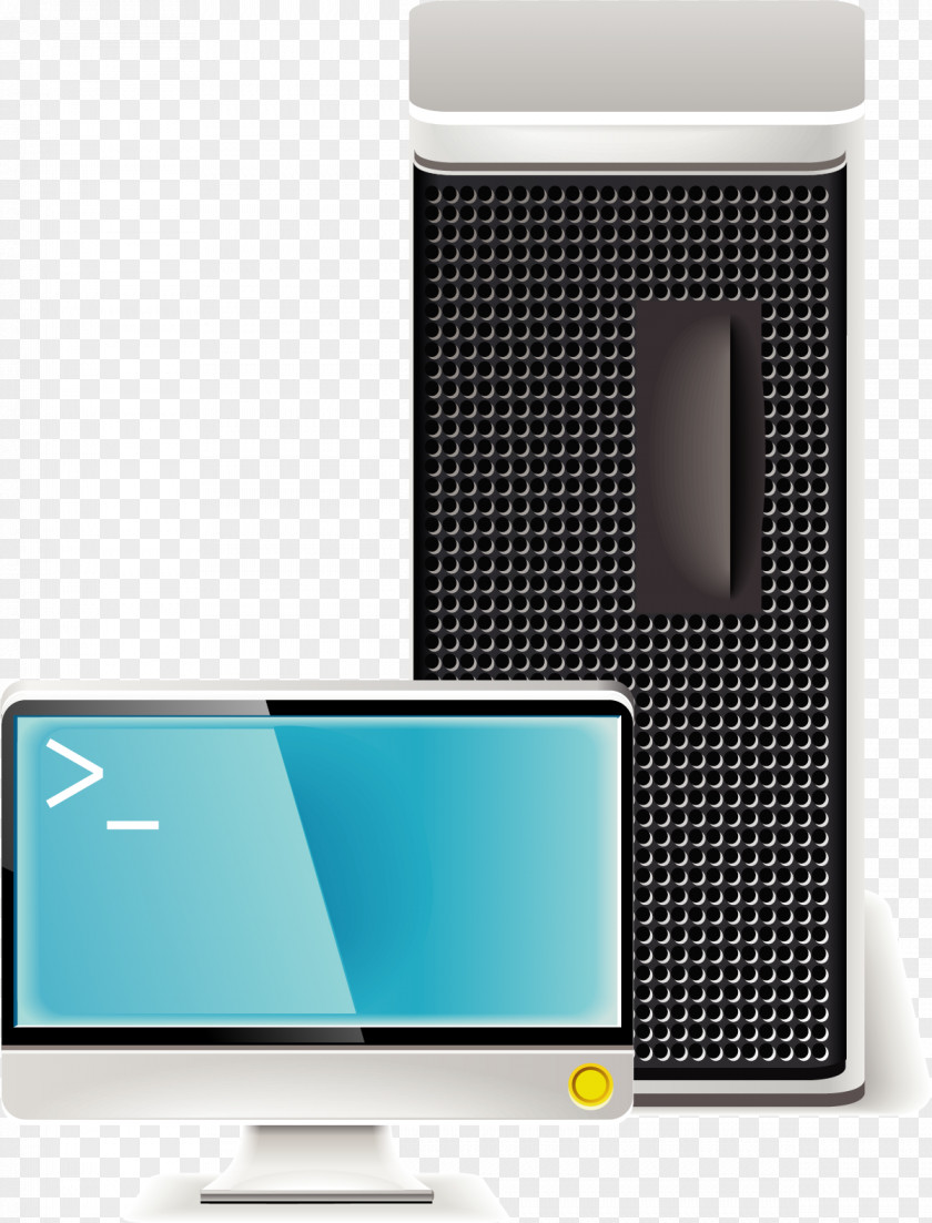 Vector Painted Mainframe Computer Monitors Host PNG