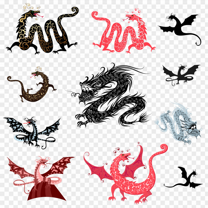 Long Pattern Silhouette Dragon Royalty-free Illustration PNG