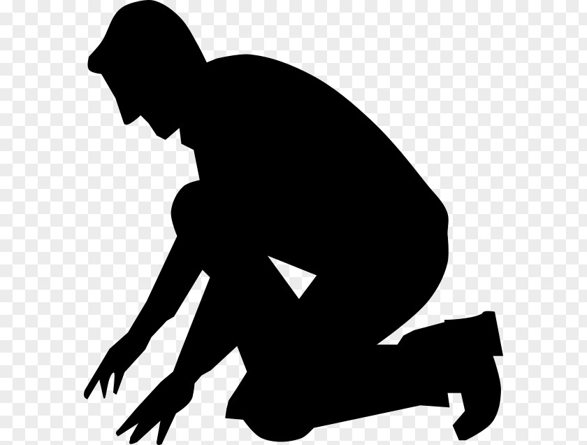 Silhouette Kneeling Clip Art PNG