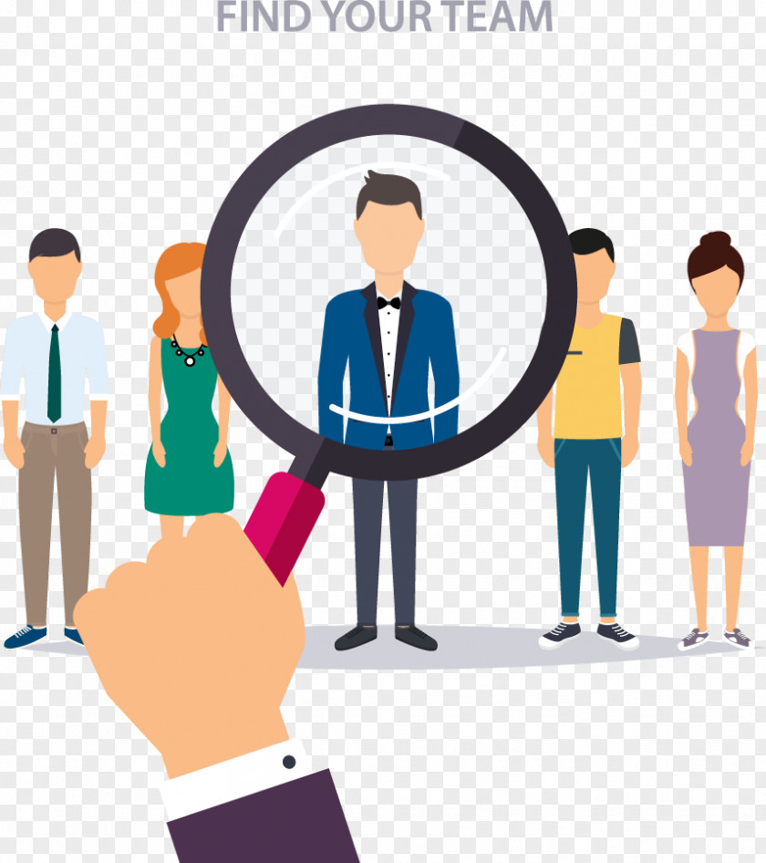 Take A Magnifying Glass To Find Someone Recruiter Human Resource Management Businessperson Illustration PNG