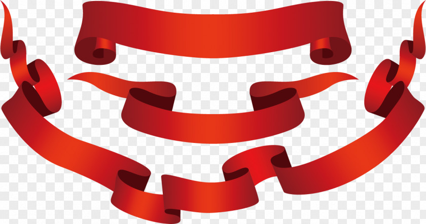 Red Ribbon Combination Blue Banner PNG