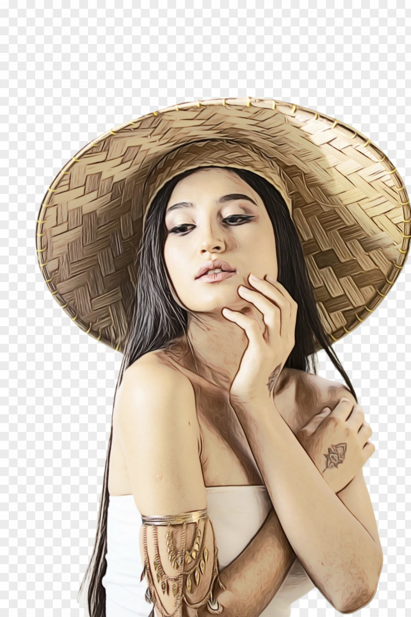 Sun Hat Brown Hair PNG