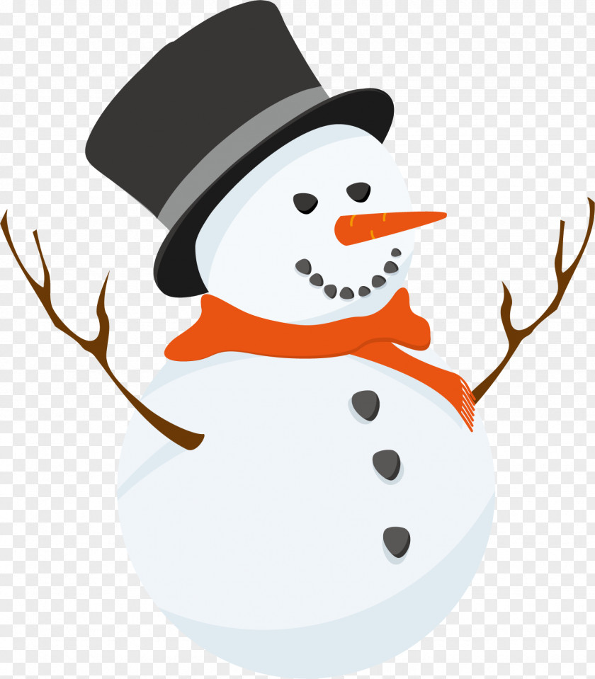 Cartoon Vector Snowman Illustration PNG