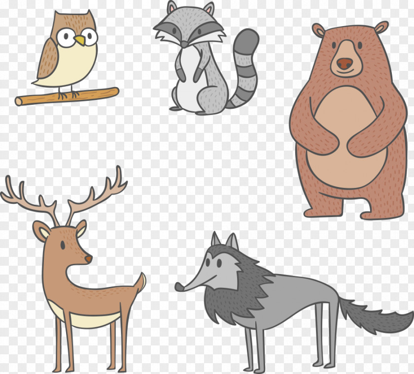 Vector Bird And Bear Dog Animal Drawing Illustration PNG