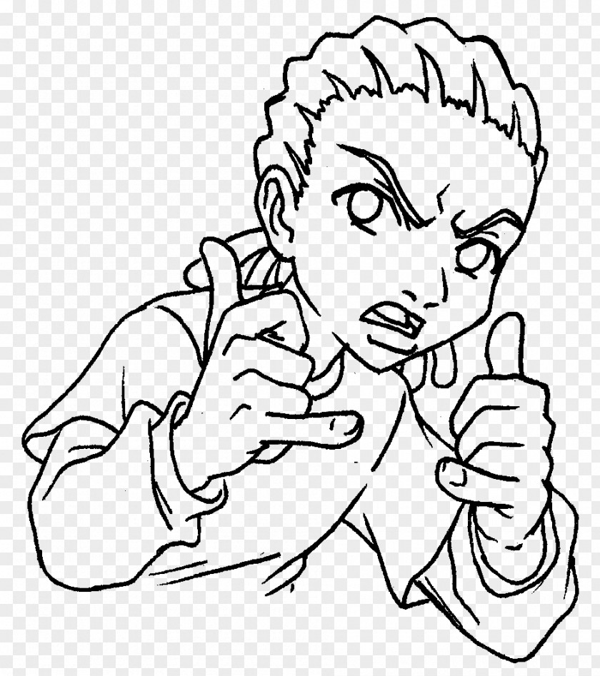 Coloring Characters Black And White Riley Freeman Huey Drawing The Boondocks Fan Art PNG