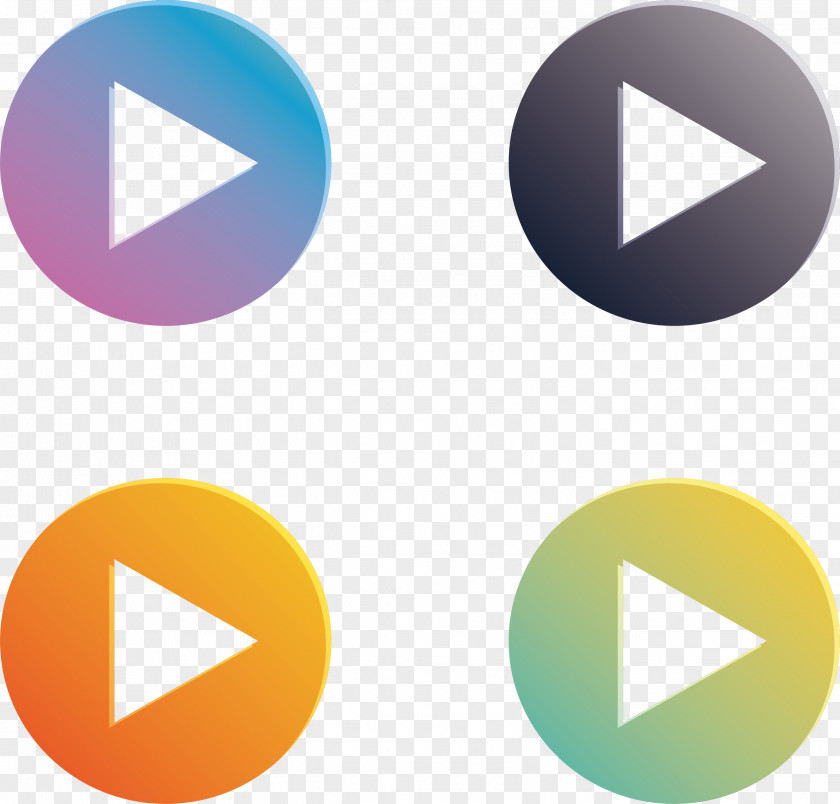 Gradient Color Round Play Button Download Icon PNG