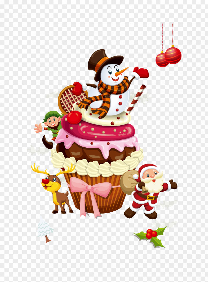 Christmas Cake Santa Claus Wedding Cupcake PNG