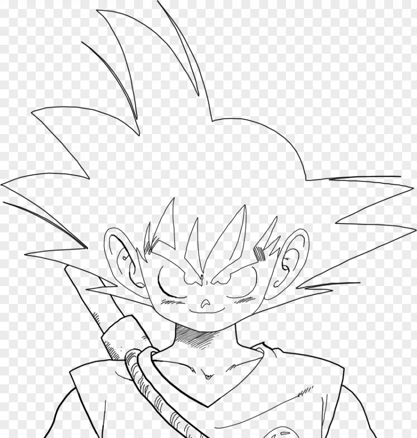 Goku Line Art Drawing Portrait PNG