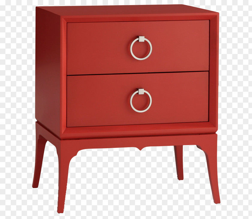 Red Cupboard Nightstand Table Drawer Furniture Bedroom PNG