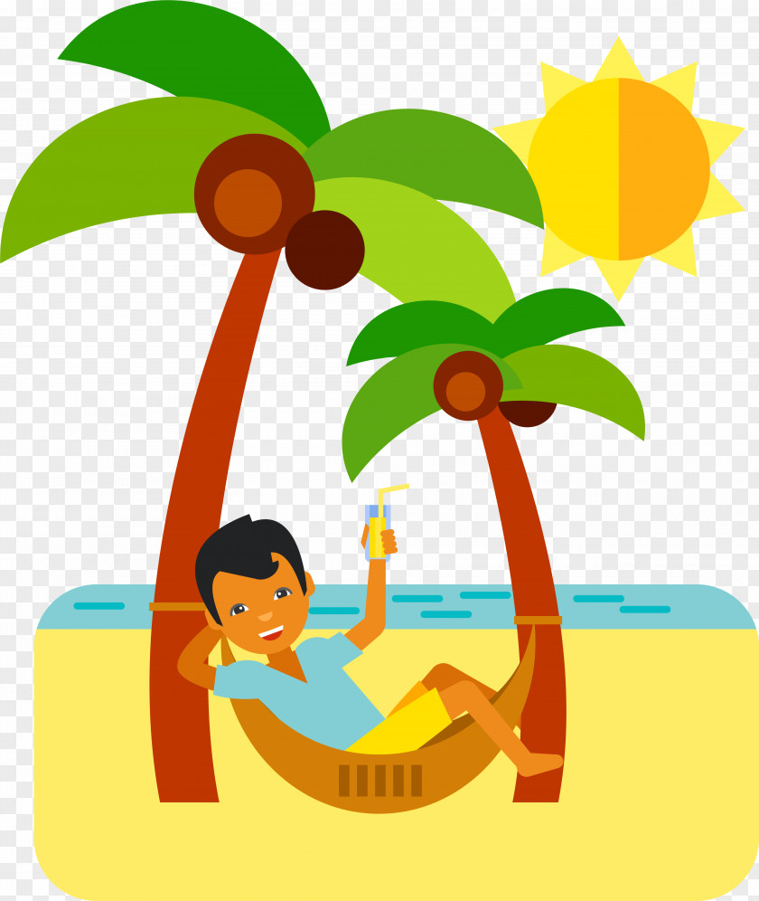 Seaside Holiday Basking In The Sun Cartoon Vacation Clip Art PNG