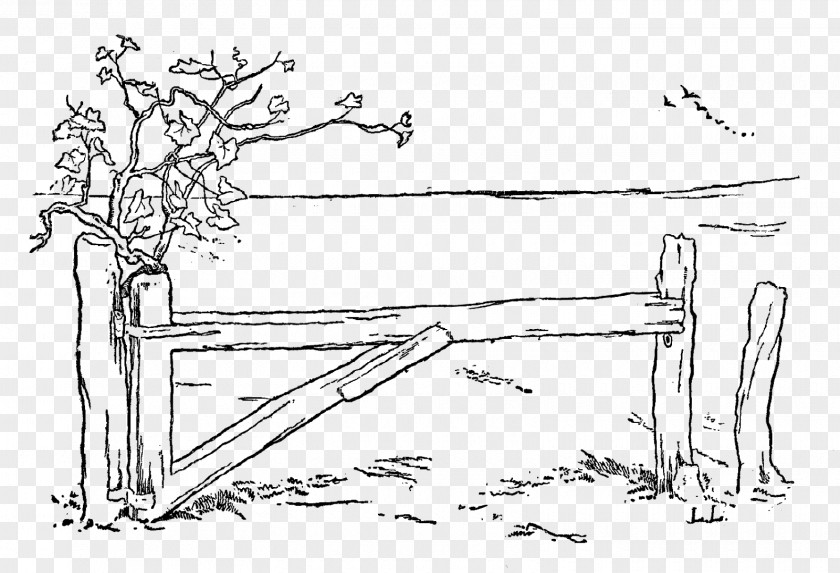 Fence Drawing Line Art Black And White PNG
