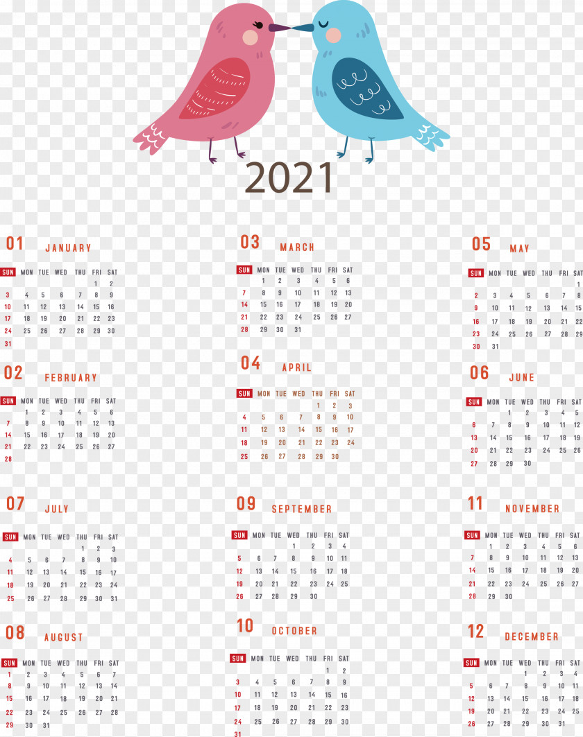 Printable 2021 Yearly Calendar PNG