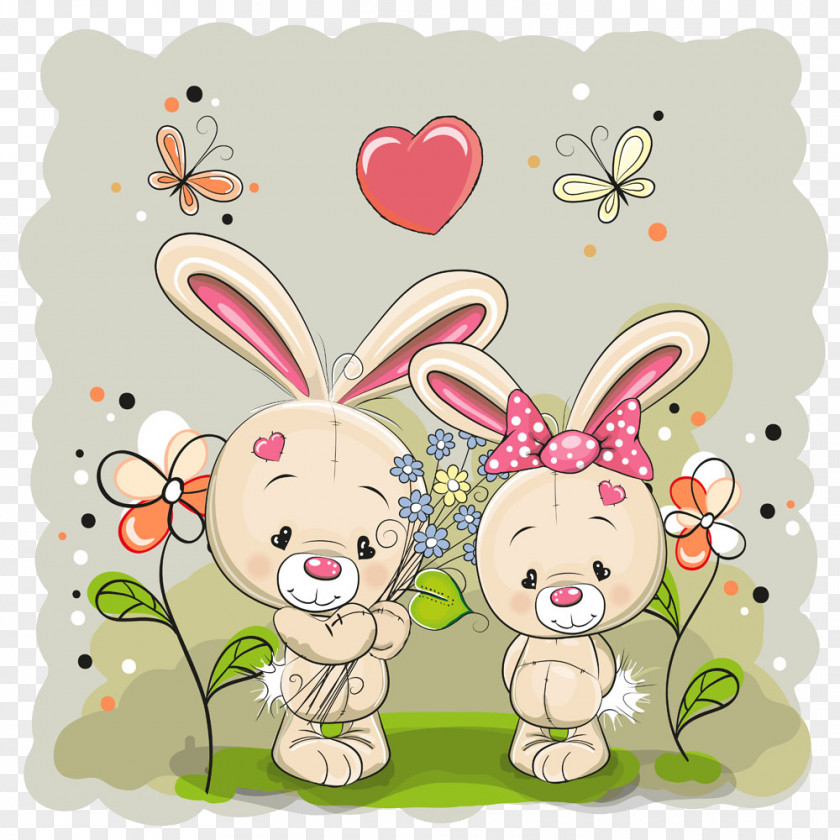 Vector Cartoon Bunny Background PNG