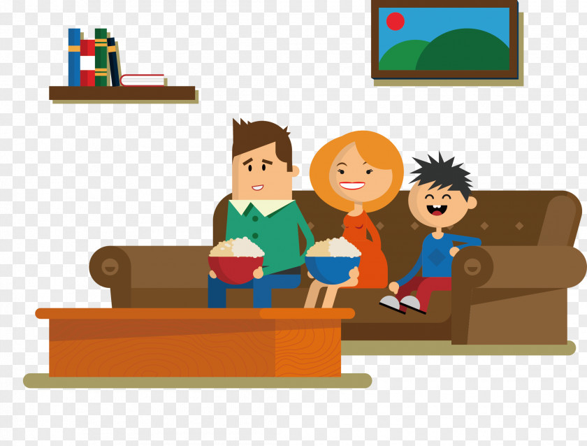 A Person Watching TV Couch Sitting Drawing Cartoon PNG