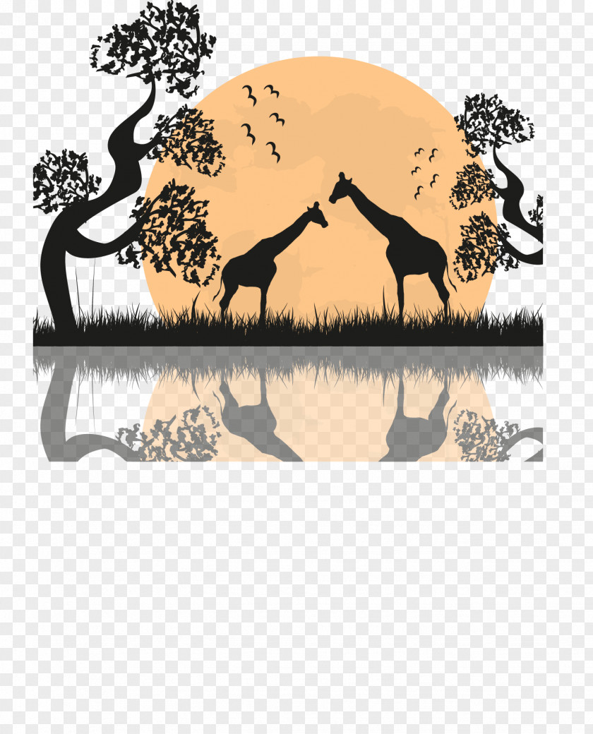 African Giraffe Landscape Background Vector West Northern PNG