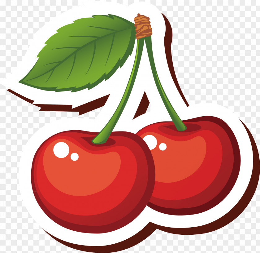 Red Cherry Hand-painted Elements Cartoon Clip Art PNG