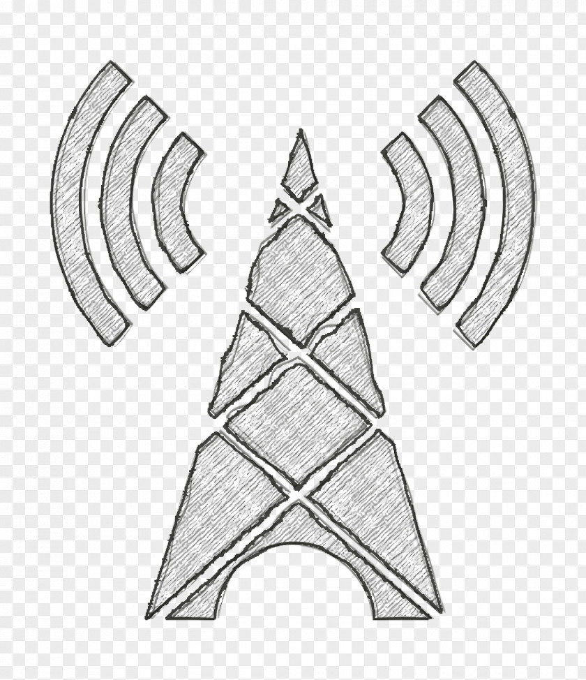 Cone Line Art Wifi Icon Technology Tower Transmissions PNG