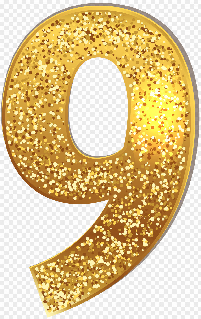 Number Nine Gold Shining Clip Art Image PNG