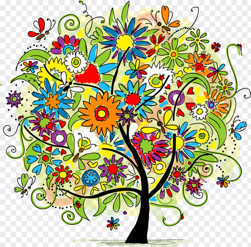 Vector Floral Trees Family Adoption Child Foster Care PNG