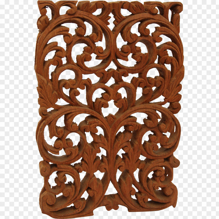 Window Wood Carving Floral Design PNG