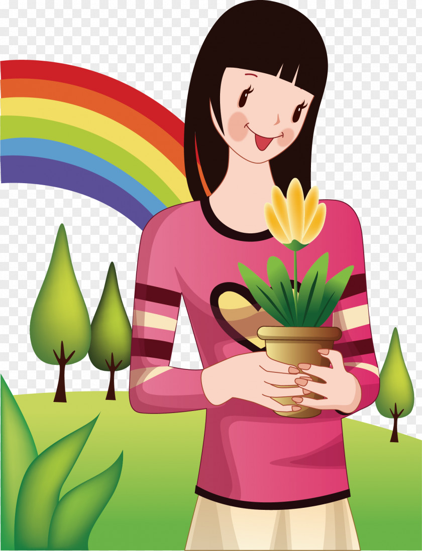 Trees Festival Rainbow Cartoon Poster Promotional Material Illustration PNG