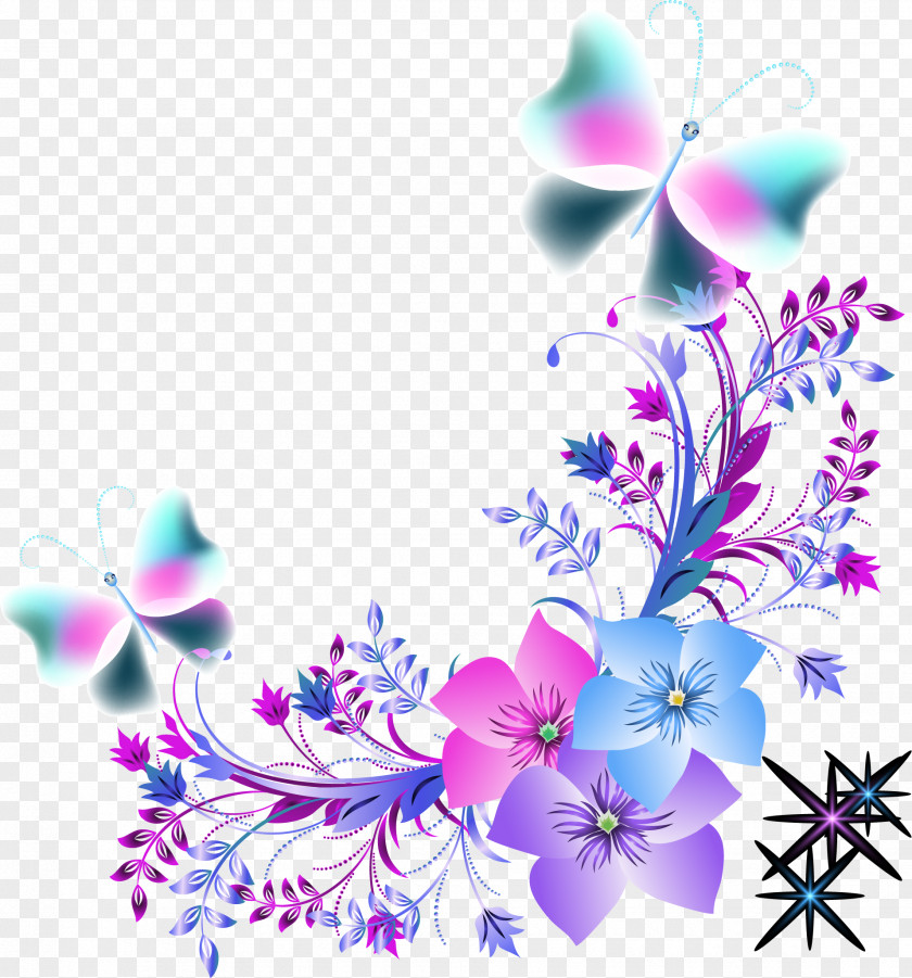 Colorful Flowers Of Dreams Butterfly Flower Euclidean Vector Color PNG