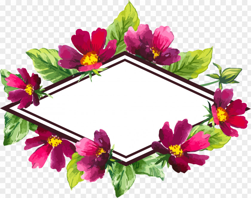 Purple Flower Frame Floral Design Illustration PNG