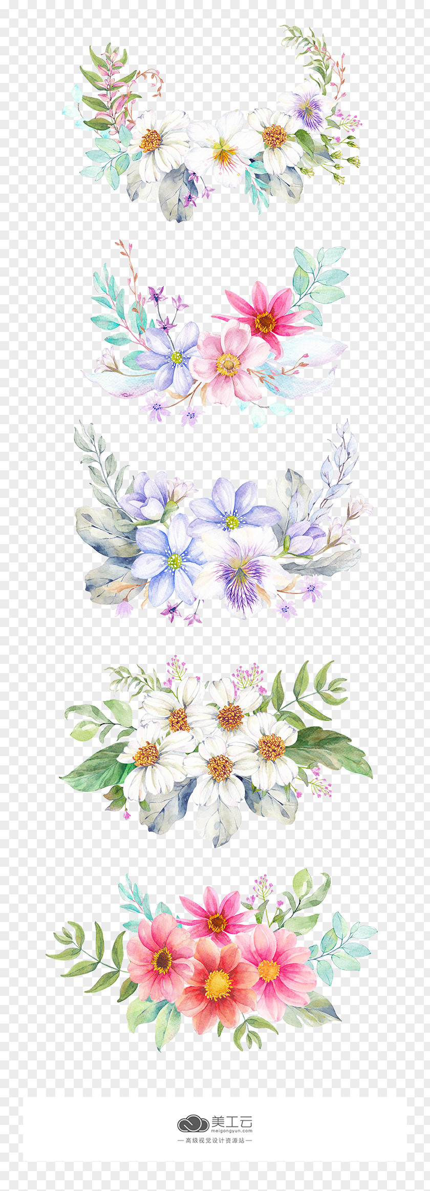 Hand-painted Flowers And Watercolor Decorative Material PNG flowers and watercolor decorative material clipart PNG